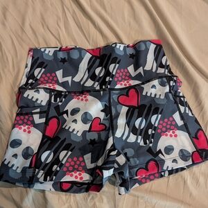 Constantly Varied Gear Skull and Heart Athletic Shorts - Gray and Pink